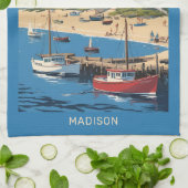 Linge De Cuisine Nom personnalisé Cape Cod Massachusetts (Plié)