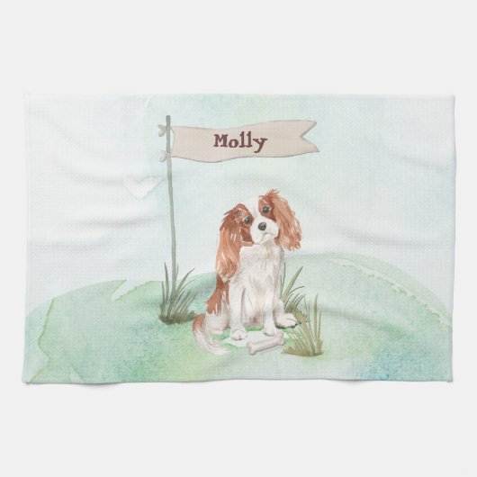 Linge De Cuisine Nom personnalisé Cavalier King Charles Spaniel Pet (Horizontal)