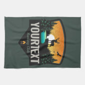 Linge De Cuisine NOM personnalisé Chasse aux wapitis Coucher de sol (Horizontal)