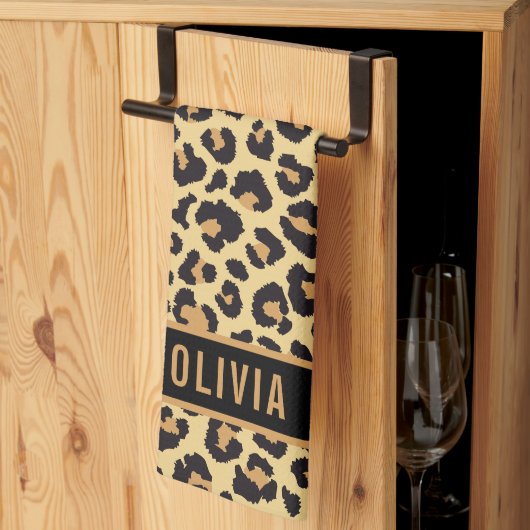 Linge De Cuisine Nom personnalisé classique Leopard Poster de anima (Pliage en tiers)