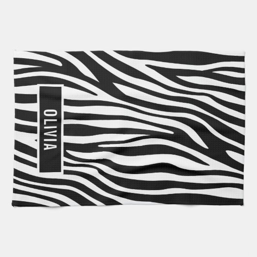 Linge De Cuisine Nom personnalisé classique Zebra Poster de animal (Horizontal)