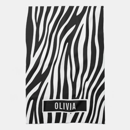 Linge De Cuisine Nom personnalisé classique Zebra Poster de animal (Vertical)