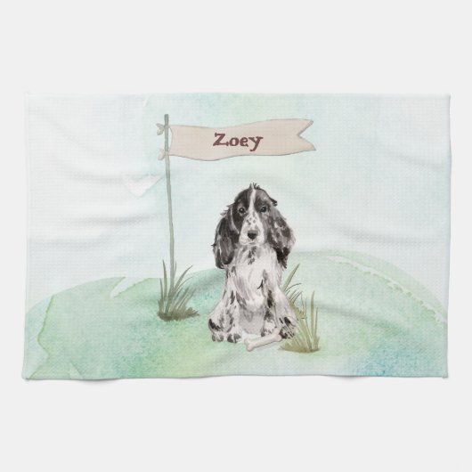 Linge De Cuisine Nom personnalisé Cocker Spaniel Pet Chien (Horizontal)