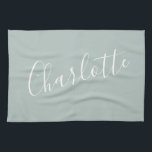 Linge De Cuisine Nom personnalisé de script minimaliste | Dusty Blu<br><div class="desc">Typographie minimaliste de script Nom dans Dusty Blue Kitchen Towne</div>