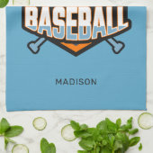 Linge De Cuisine Nom personnalisé et base-ball couleur (Plié)