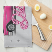 Linge De Cuisine Nom personnalisé Faux Neon 50's Classic Car (Quart Plié)