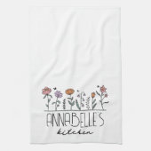 Linge De Cuisine Nom personnalisé Fleurs sauvages rétro (Vertical)