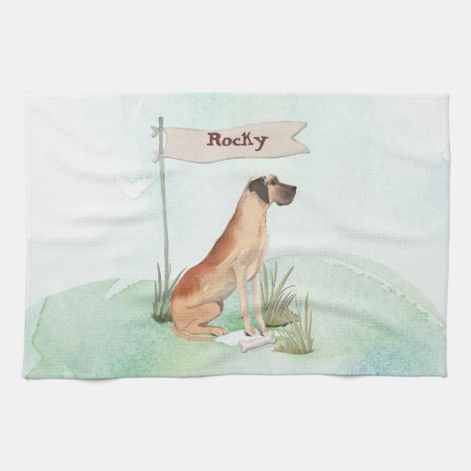 Linge De Cuisine Nom personnalisé Great Dane Pet Chien (Horizontal)