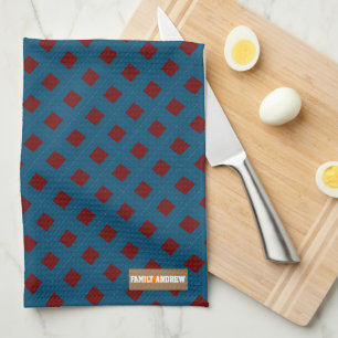Linge De Cuisine Nom personnalisé monogramme diamants marine bleu r