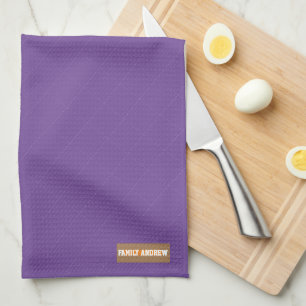 Linge De Cuisine Nom personnalisé monogramme diamants violet élégan