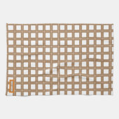 Linge De Cuisine Nom personnalisé monogramme élégant motif marron b (Horizontal)