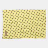 Linge De Cuisine Nom personnalisé monogramme moderne motif jaune br (Horizontal)