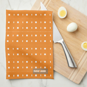 Linge De Cuisine Nom personnalisé monogramme moderne motif orange b