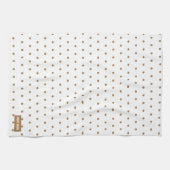 Linge De Cuisine Nom personnalisé monogramme pois blanc brun été (Horizontal)