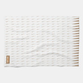 Linge De Cuisine Nom personnalisé monogramme rayures ondes blanc br (Horizontal)