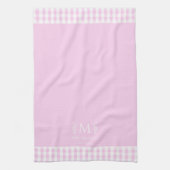 Linge De Cuisine Nom personnalisé Monogramme rose & blanc En vichy (Vertical)