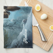 Linge De Cuisine Nom personnalisé Moose d'hiver (Quart Plié)