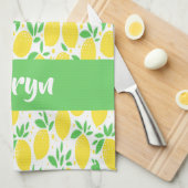 Linge De Cuisine Nom personnalisé motif citron (Quart Plié)
