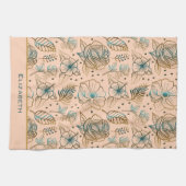 Linge De Cuisine Nom personnalisé motif floral doré (Horizontal)