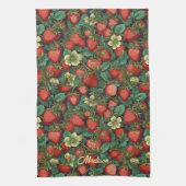 Linge De Cuisine Nom personnalisé Motif fraise (Vertical)