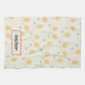 Linge De Cuisine Nom personnalisé orange feuille tropicale crème (Horizontal)