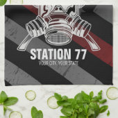 Linge De Cuisine Nom personnalisé Pompier Station du service d'ince (Plié)