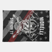 Linge De Cuisine Nom personnalisé Pompier Station du service d'ince (Horizontal)