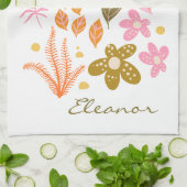 Linge De Cuisine Nom personnalisé Printemps Été Fleurs florales (Plié)