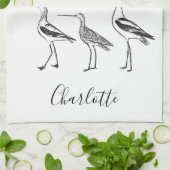 Linge De Cuisine Nom personnalisé Raviers côtiers Oiseau blanc (Plié)