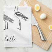 Linge De Cuisine Nom personnalisé Raviers côtiers Oiseau blanc (Quart Plié)