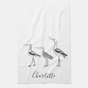 Linge De Cuisine Nom personnalisé Raviers côtiers Oiseau blanc