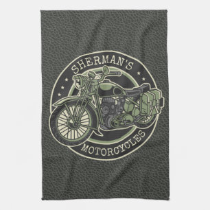 Linge De Cuisine NOM personnalisé Retro Military Motorcycle Biker