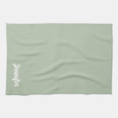 Linge De Cuisine Nom personnalisé sauge vert moderne (Horizontal)