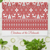 Linge De Cuisine Nom personnalisé scandinave rouge Noël (Plié)