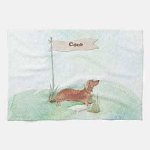 Linge De Cuisine Nom Personnalisé Tan Dachshund Animal Chien