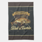 Linge De Cuisine Nom personnalisé Trophée Pêche Pêcheur Pêcheur Bai (Vertical)