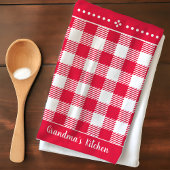 Linge De Cuisine Nom personnalisé vintage Red Plaid