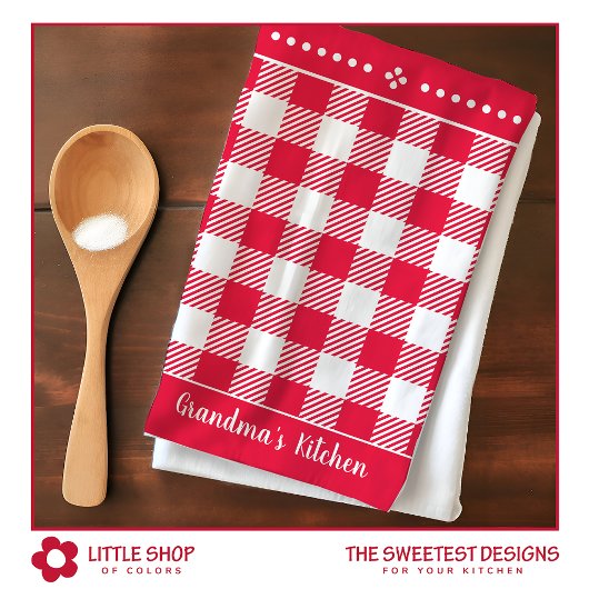 Linge De Cuisine Nom personnalisé vintage Red Plaid