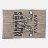 Linge De Cuisine NOM PERSONNALISÉ Wild West Gun Revolver Saloon (Horizontal)