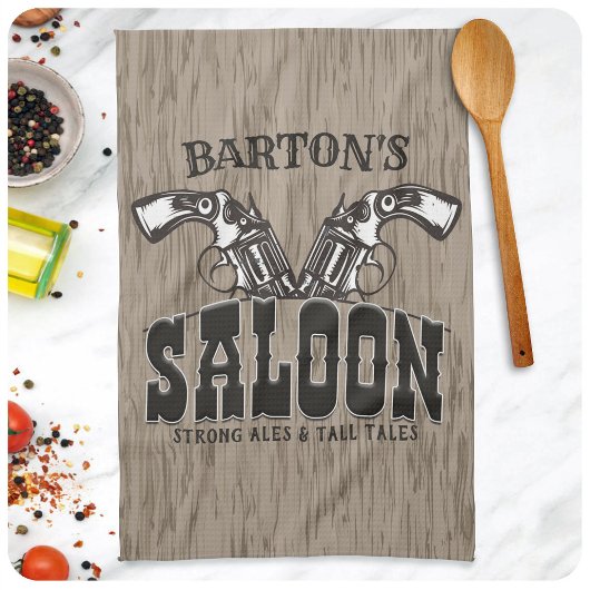 Linge De Cuisine NOM PERSONNALISÉ Wild West Gun Revolver Saloon