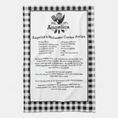 Linge De Cuisine Nom Servi Recette Noir Blanc Buffalo Plaid (Vertical)
