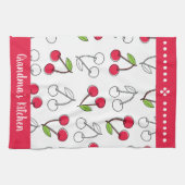 Linge De Cuisine Nom vintage personnalisable de cerise (Horizontal)