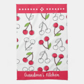 Linge De Cuisine Nom vintage personnalisable de cerise (Vertical)