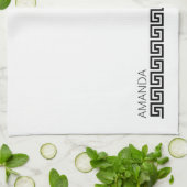 Linge De Cuisine Nommée Timeless Black White Greek Key (Plié)