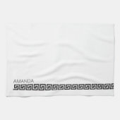Linge De Cuisine Nommée Timeless Black White Greek Key (Horizontal)