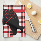 Linge De Cuisine Norwood Rustique Ours Noir Silhouette Sur Plaid (Quart Plié)
