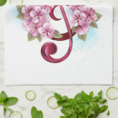 Linge De Cuisine Notes de clef musicale en treble avec des fleurs S (Plié)