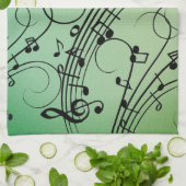 Linge De Cuisine Notes de fantaisie Design musical vert (Plié)