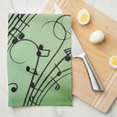 Linge De Cuisine Notes de fantaisie Design musical vert (Quart Plié)