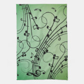 Linge De Cuisine Notes de fantaisie Design musical vert (Vertical)